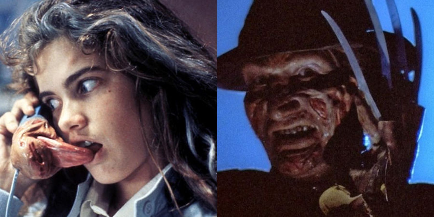 Split image of Nancy Thompson and Freddy Krueger in A Nightmare On Elm Street