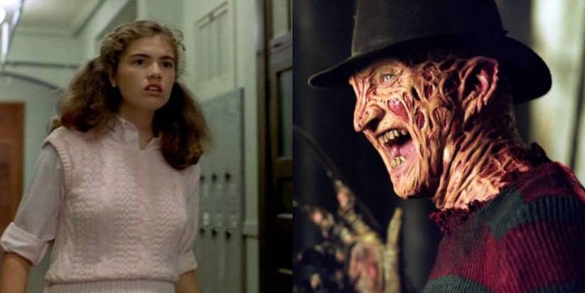 Split image of Nancy Thompson and Freddy Krueger in A Nightmare On Elm Street