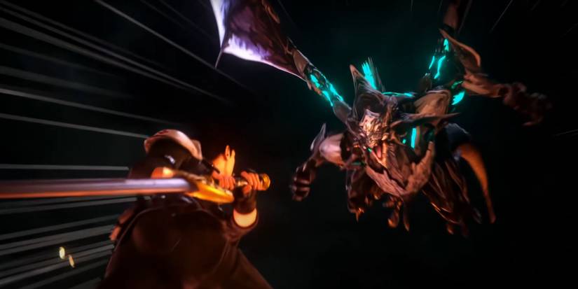 A player attacking a monster