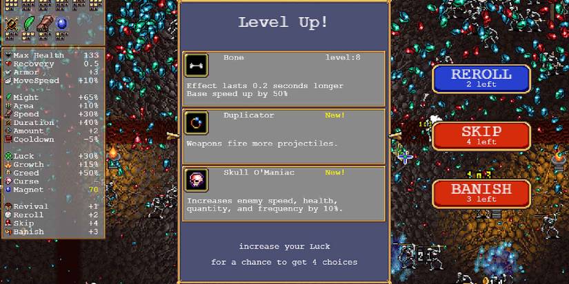 Selecting the Duplicator accessory in Vampire Survivors