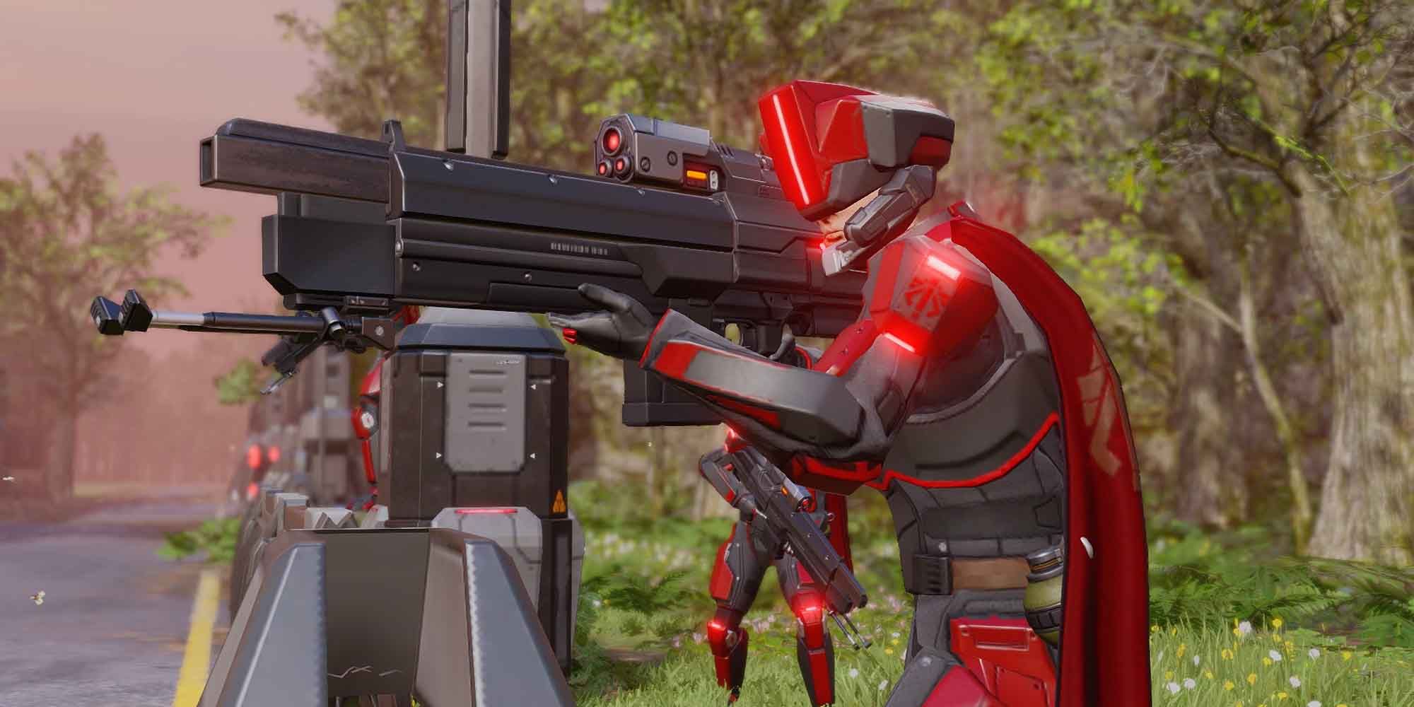 An Advent soldier taking aim in Xcom 2