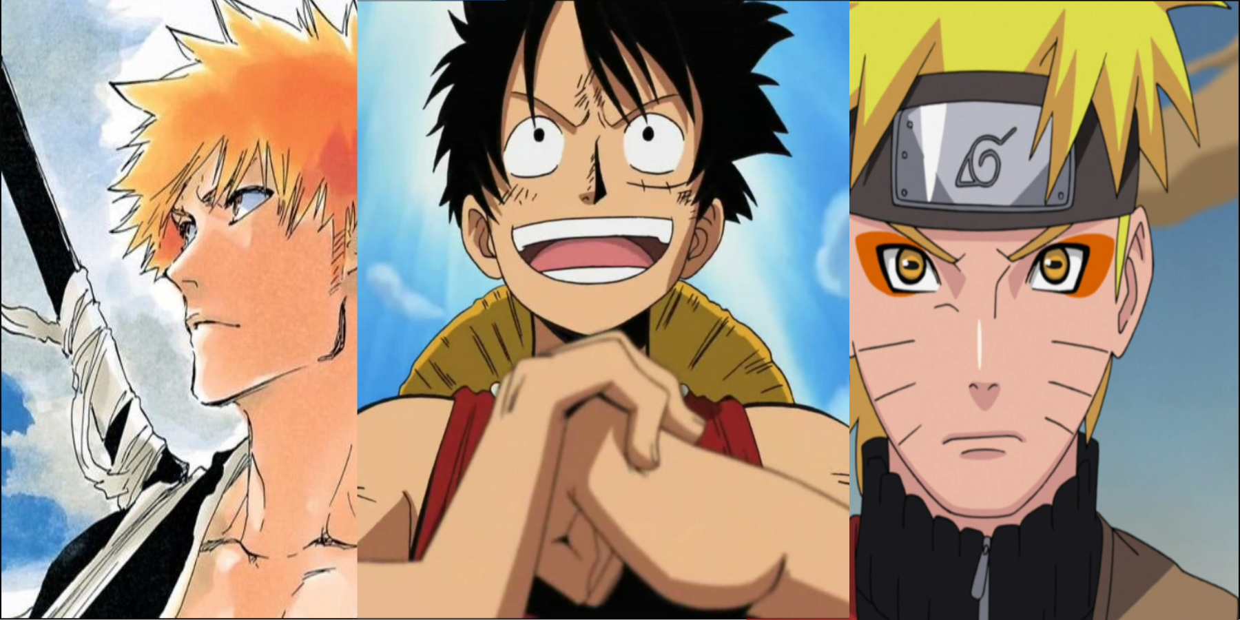 Ichigo Kurosaki BLEACH, Uzumaki Naruto Naruto, Monkey D Luffy One Piece