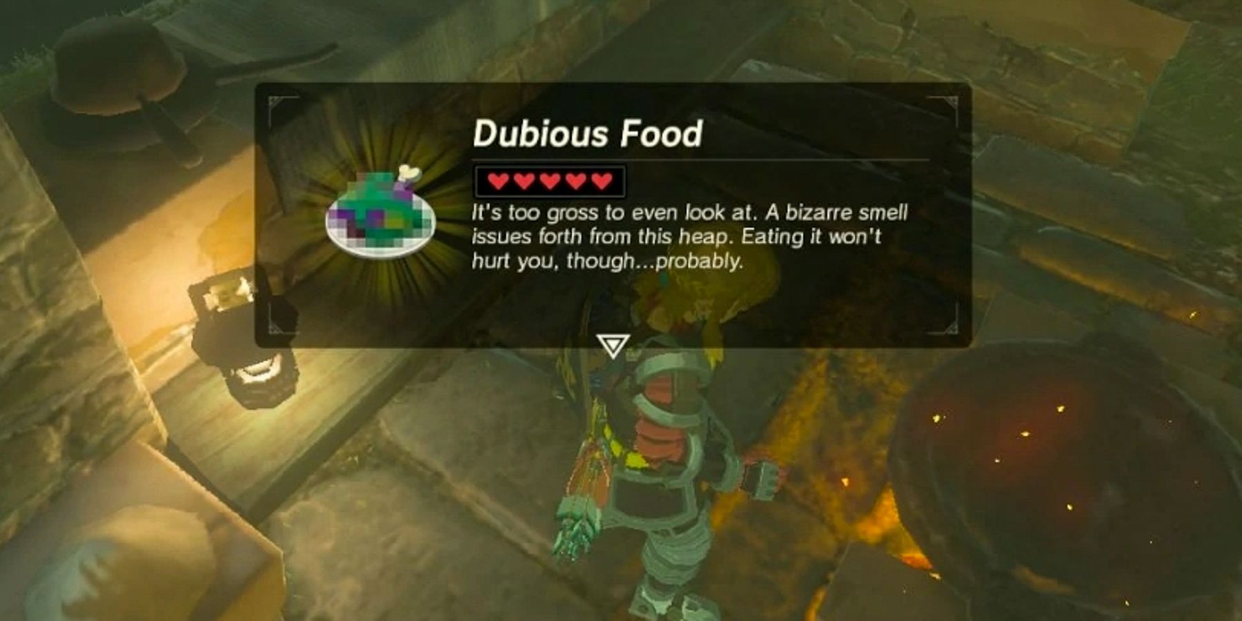 Link cooks Dubious Food in Breath of the WIld