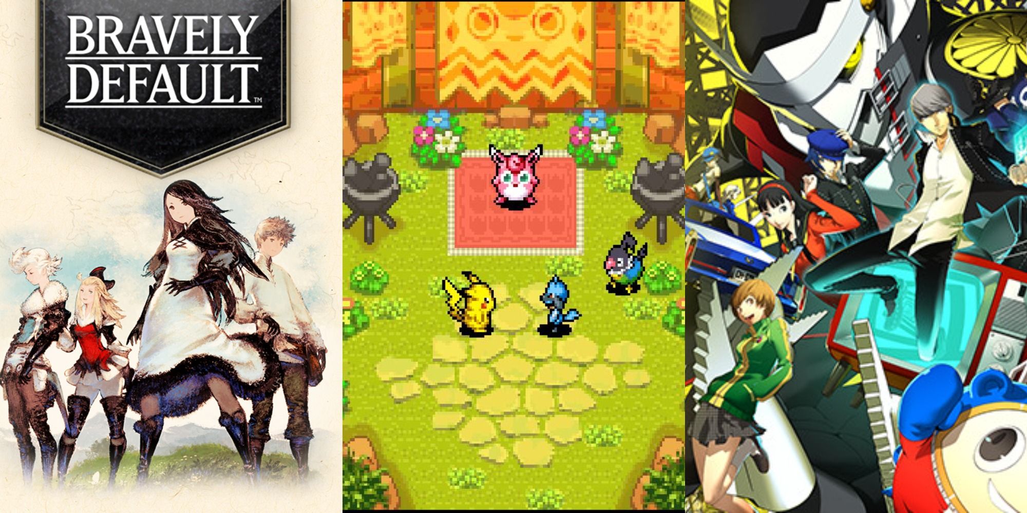 Best JRPG Games With Grind Bravely Default, Pokemon Mystery Dungeon Explorers of Sky, and Persona 4 Golden