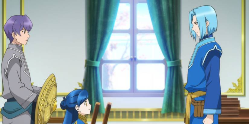 Bookworm 3 Myne talking with Ferdinand with Fran behind her