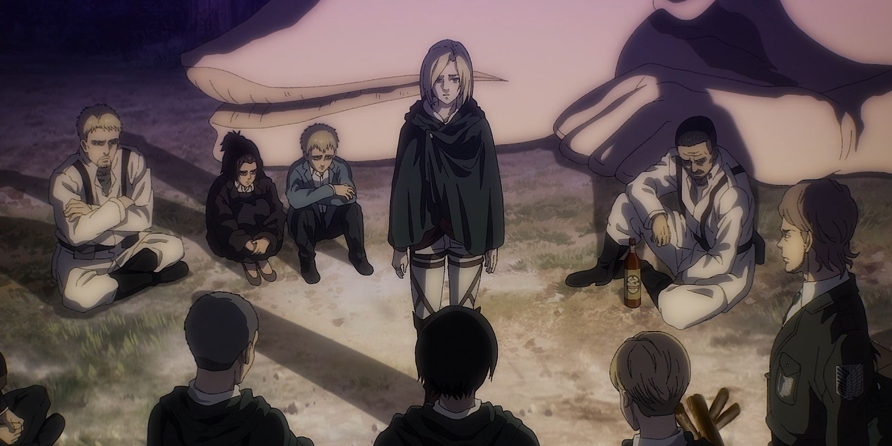 Attack On Titan Campfire Gathering Of Marley And Eldian Main Characters With Annie In The Centre