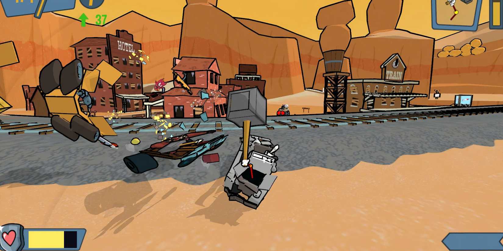 Car using a hammer weapon