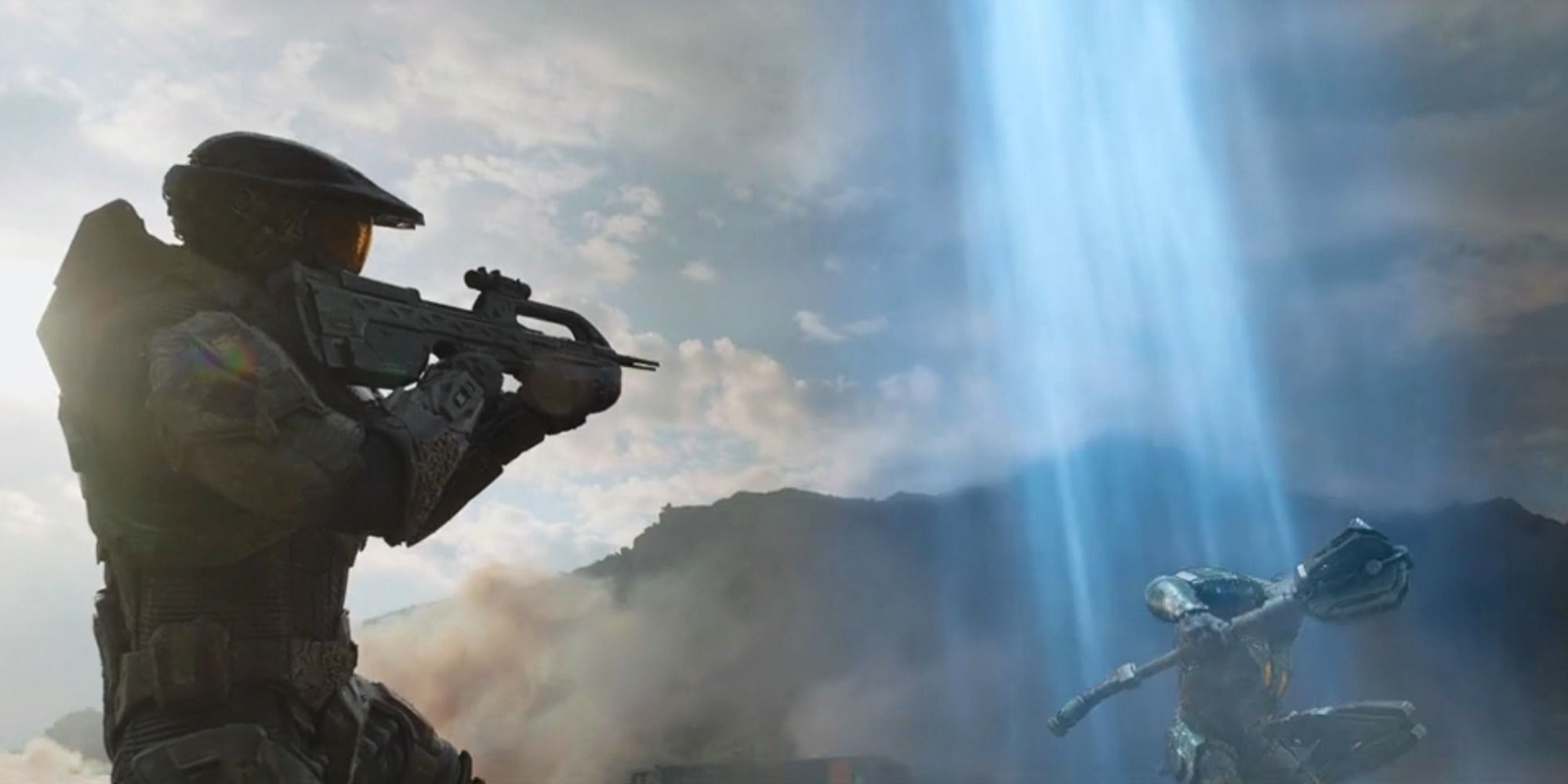 Master Chief shooting Brute in Portal in Halo series