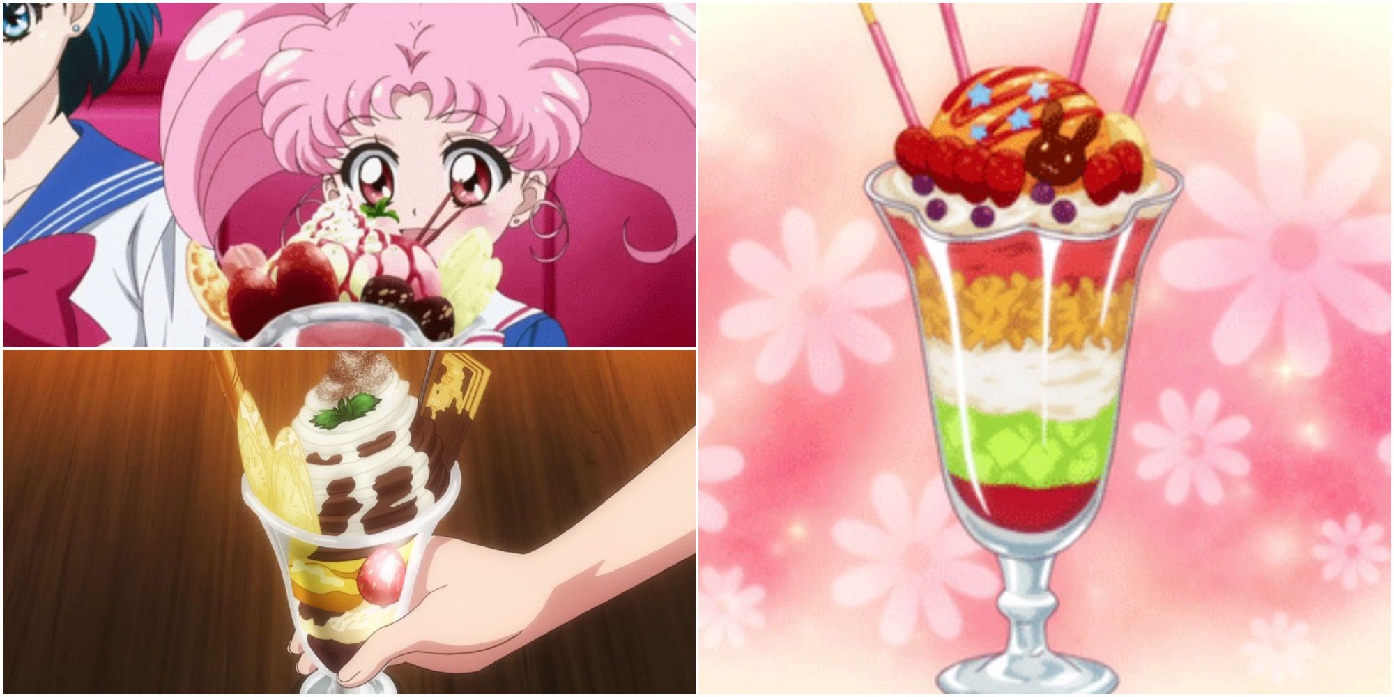Collage of PArfaits in Anime and Sailor Moon