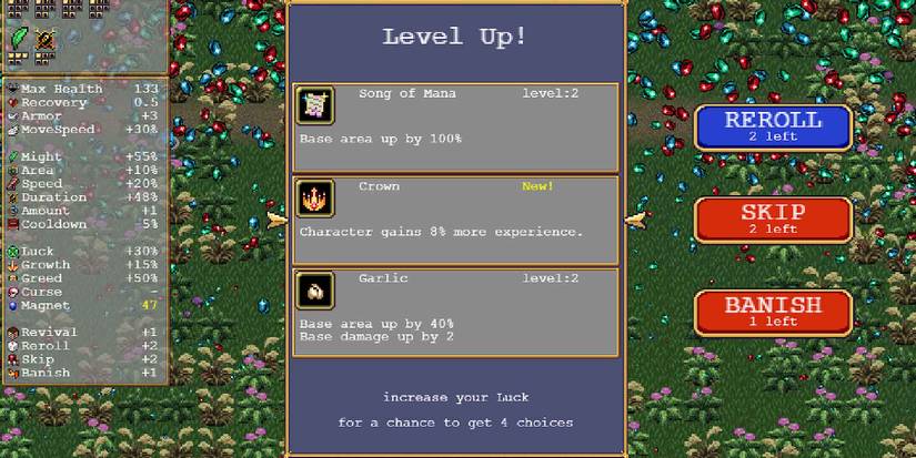 The Crown accessory in Vampire Survivors