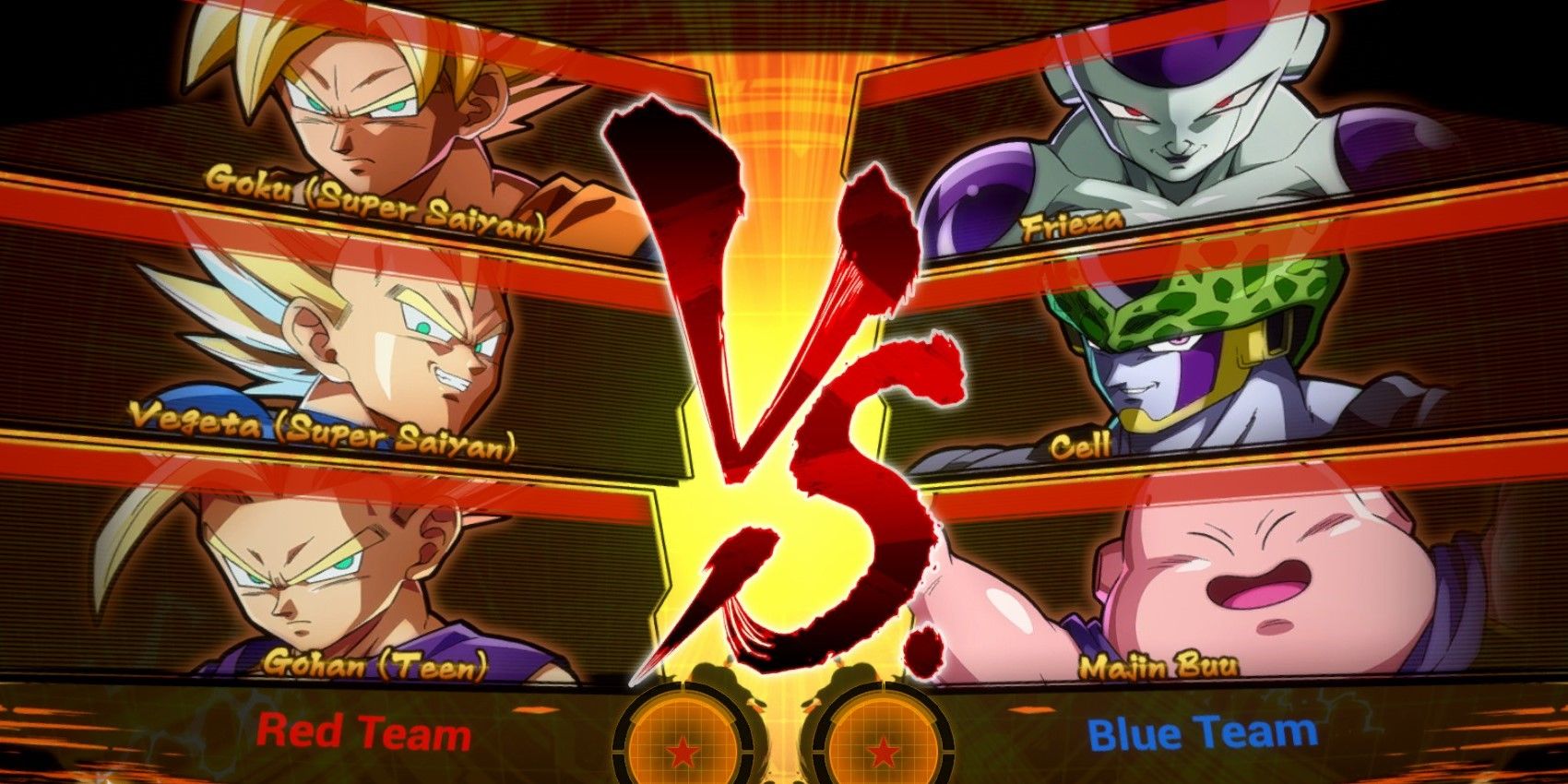 DBFZ Goku, Vegeta, and Gohan vs. Frieza, Cell, and Majin Buu