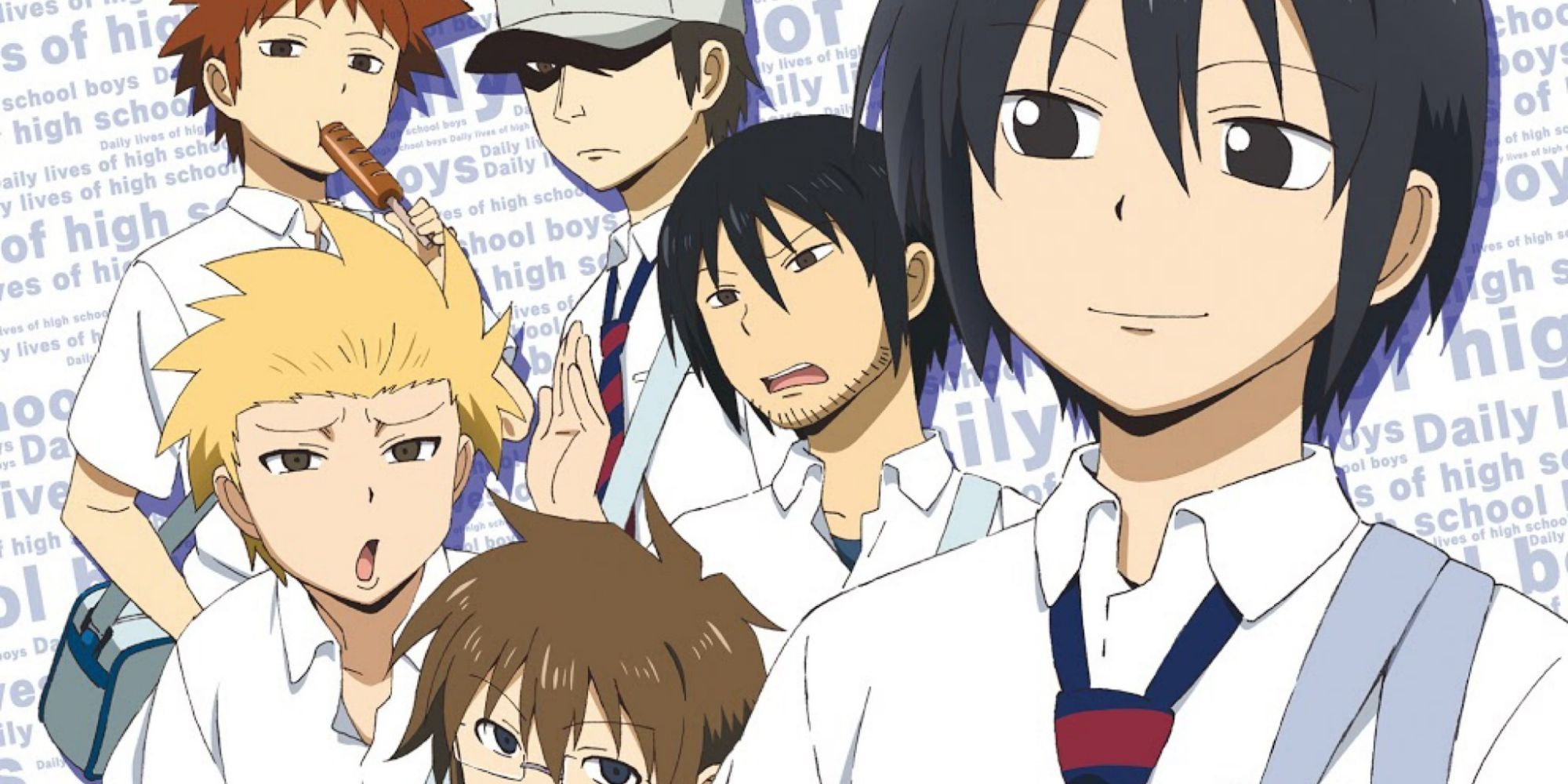 The five main characters from Daily Lives of High School Boys posing