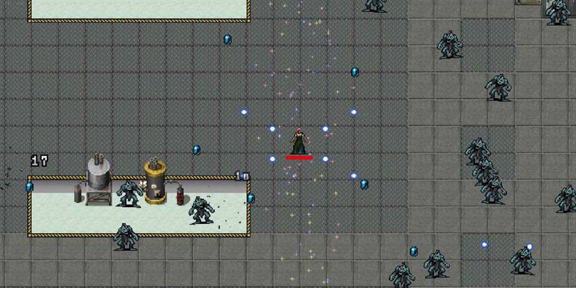 Poppea in the Dairy Plant stage in Vampire Survivors