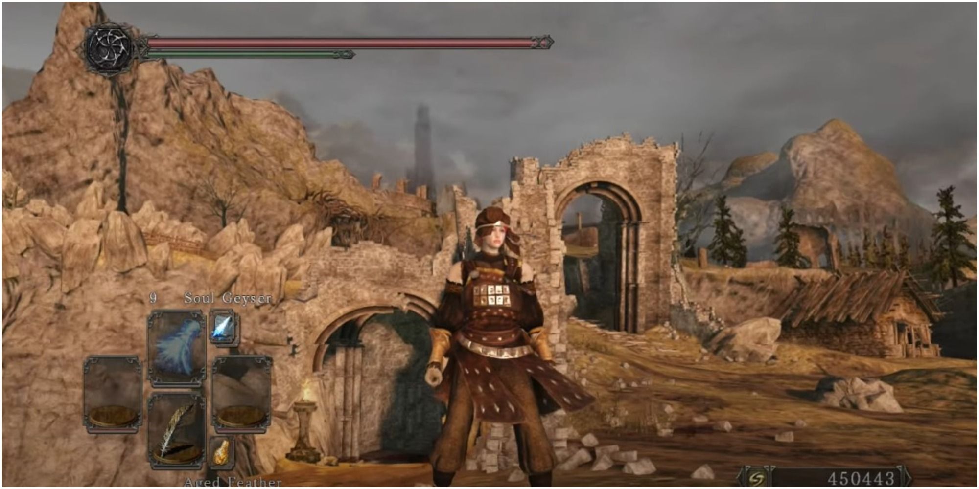 Dark Souls 2 Wearing The Brigand Armor Set By A Cliffside