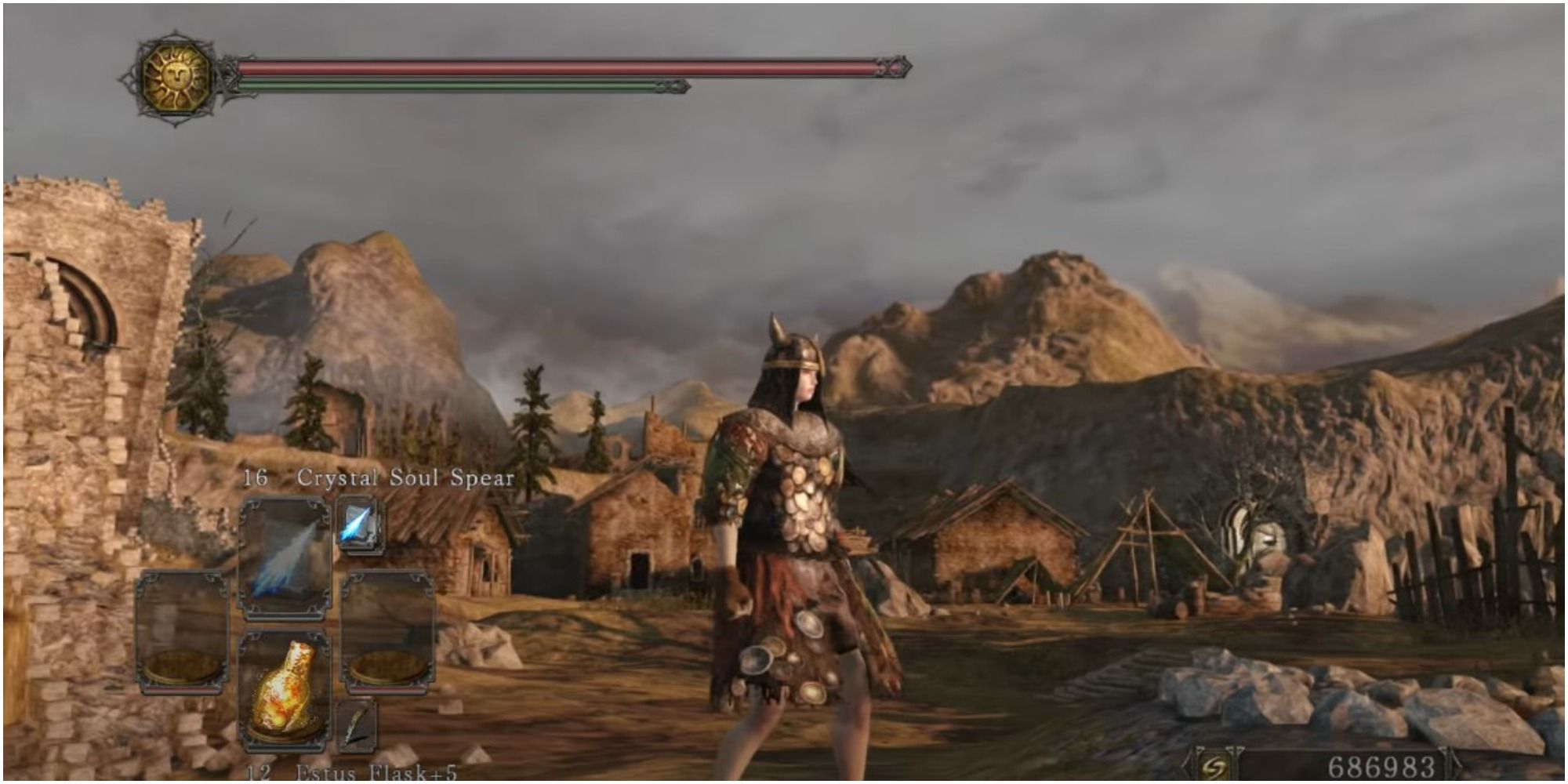 Dark Souls 2 Wearing The Gyrm Armor Set By A Cliff