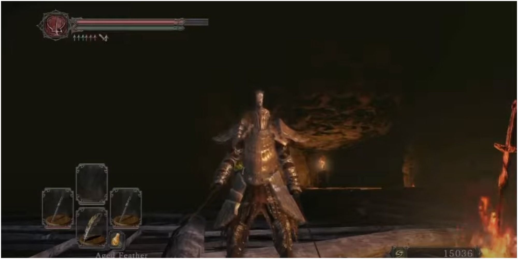 Dark Souls 2 Wearing The Havel's Armor Set By A Bonfire