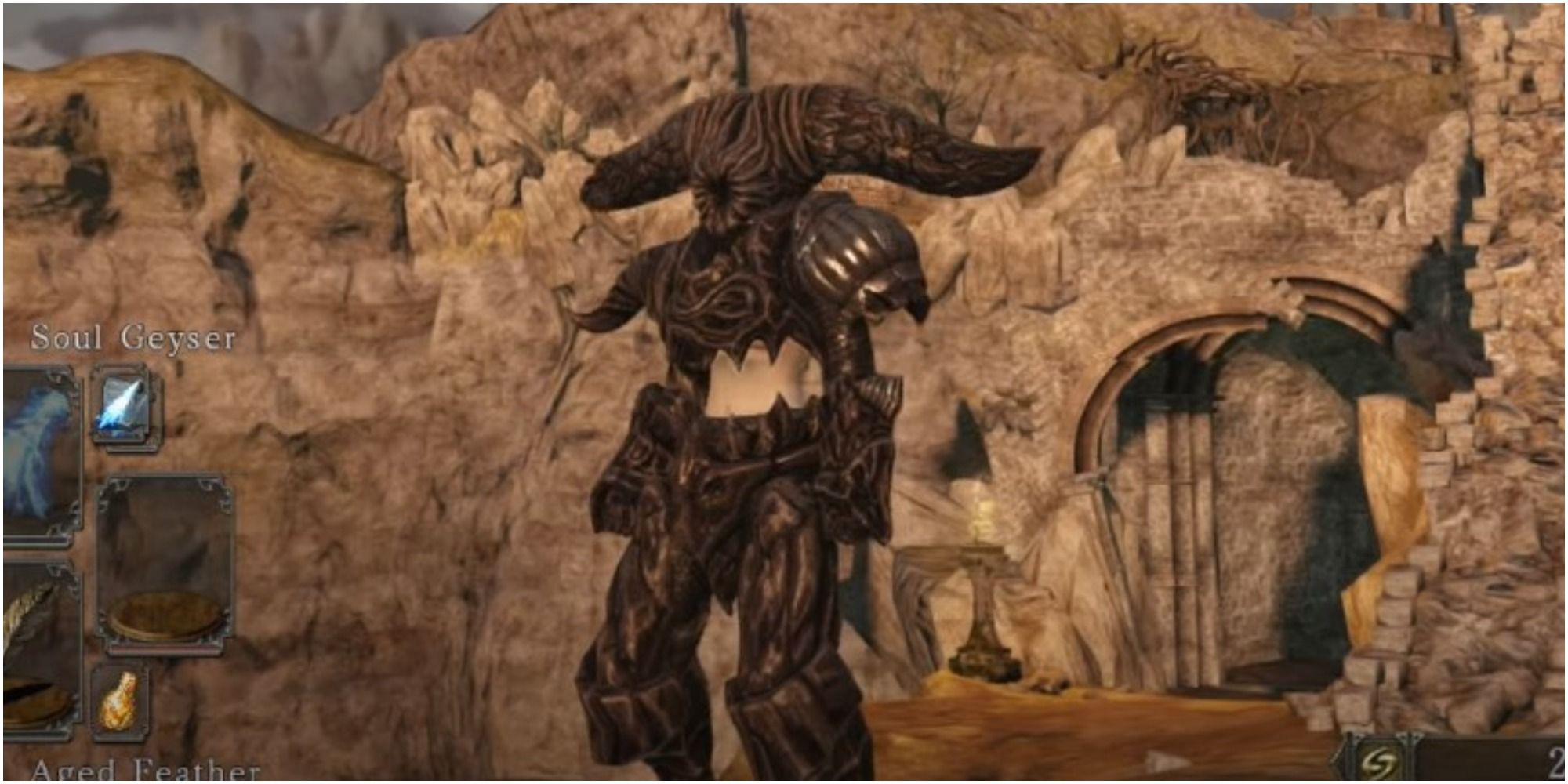 Dark Souls 2 Wearing The Smelter Demon Armor Set By A Cliff