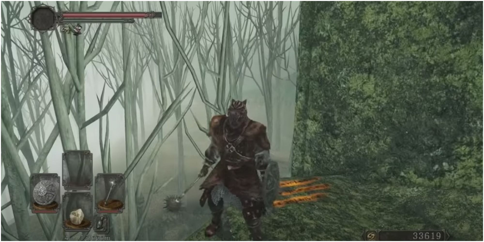 Dark Souls 2 Wearing The Vengarl's Armor Set By A Cliff