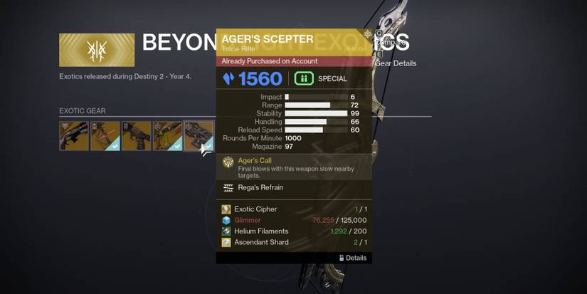 Destiny 2 Agers Scepter At The Exotic Kiosk