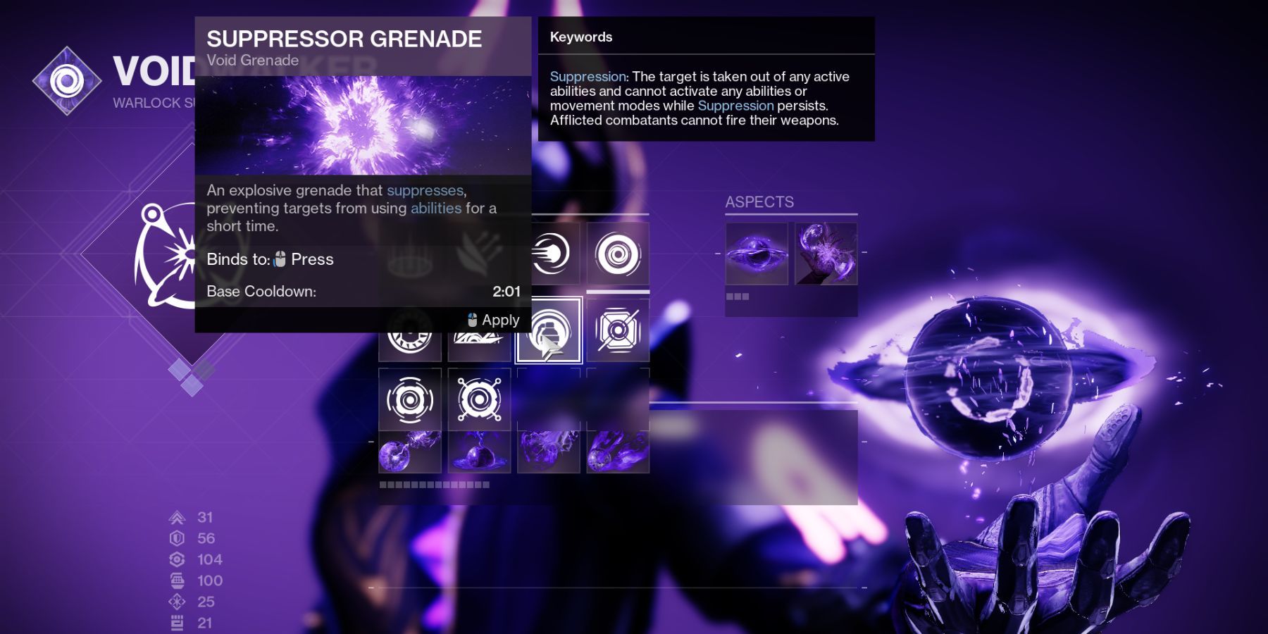 Destiny 2 Suppressor Grenade For Warlocks