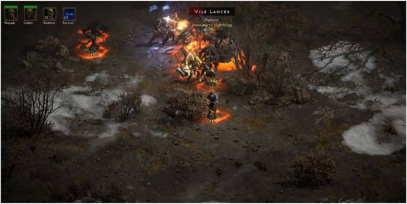 Diablo 2 Resurrected Having A Group Of Skeletons Attack Vile Lancers
