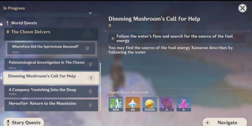 Dimming Mushroom's Call for Help quest in Genshin impact