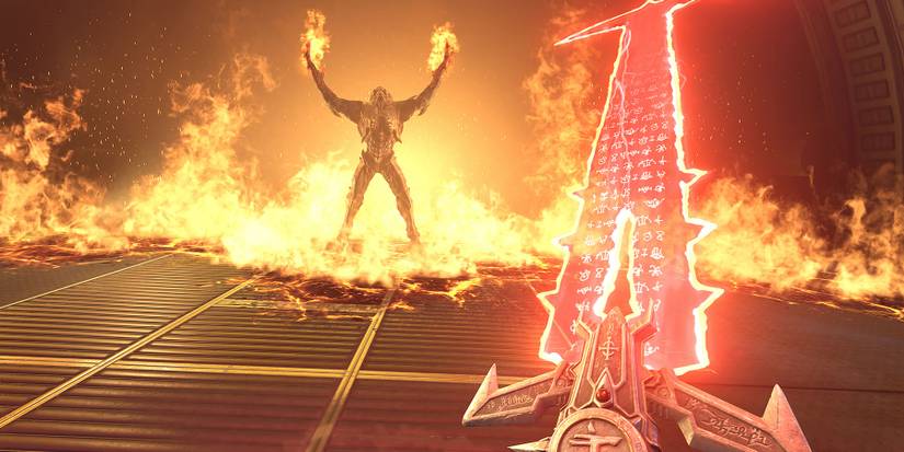 Doom-Eternal-Video-Game-Doom-Slayer-fighting-demon-with-sword