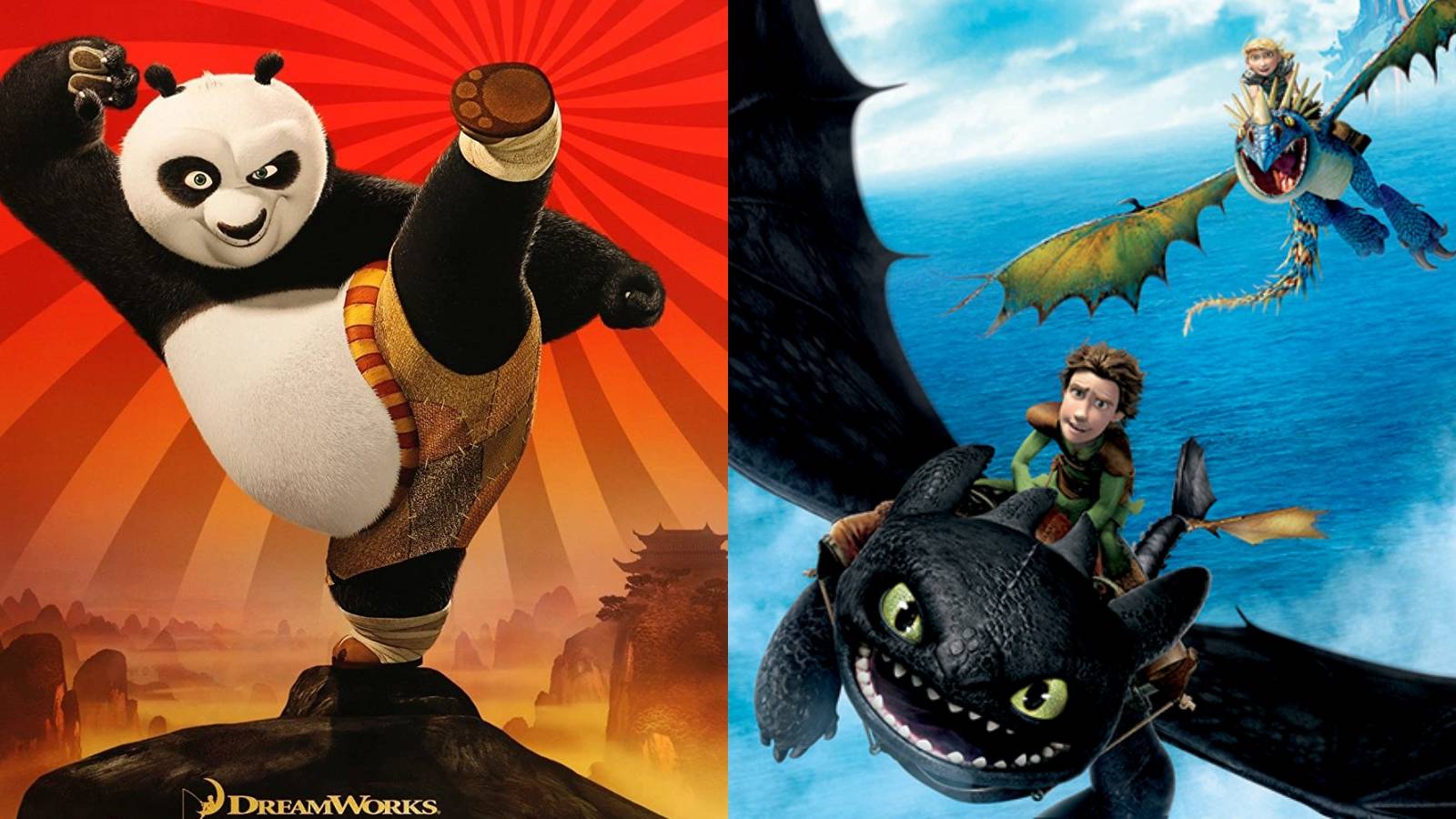 Kung Fu Panda and How To Train Your Dragon posters