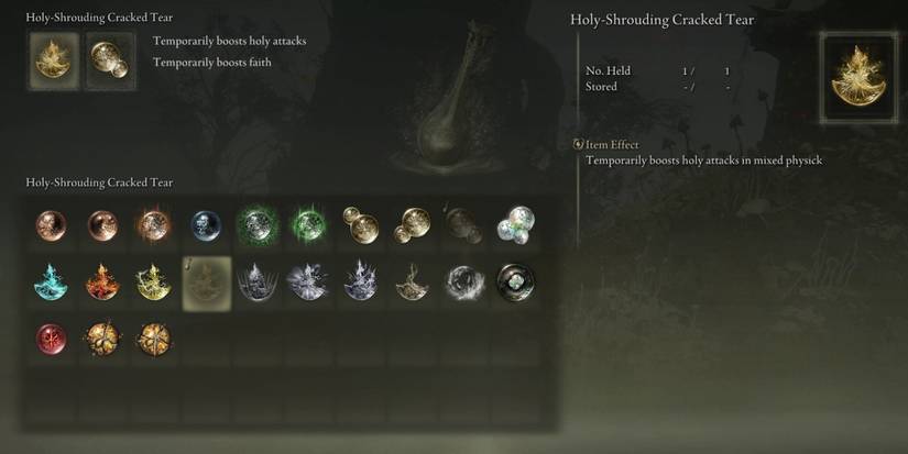 Elden Ring - In-Game Screenshot Of Crystal Tears For Wonderous Physick