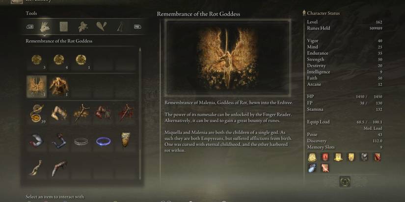 Elden Ring Guide  Malenia Blade Of Miquella Remembrance of the Rot Goddess Inventory