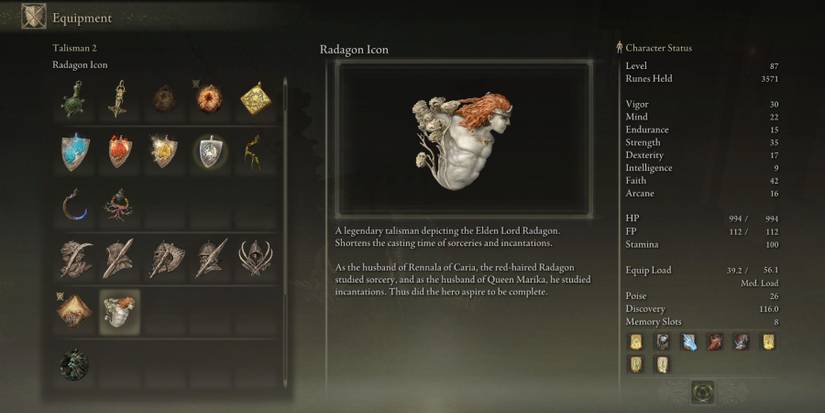 Elden Ring Guide Radagon Icon Legendary Talisman Inventory