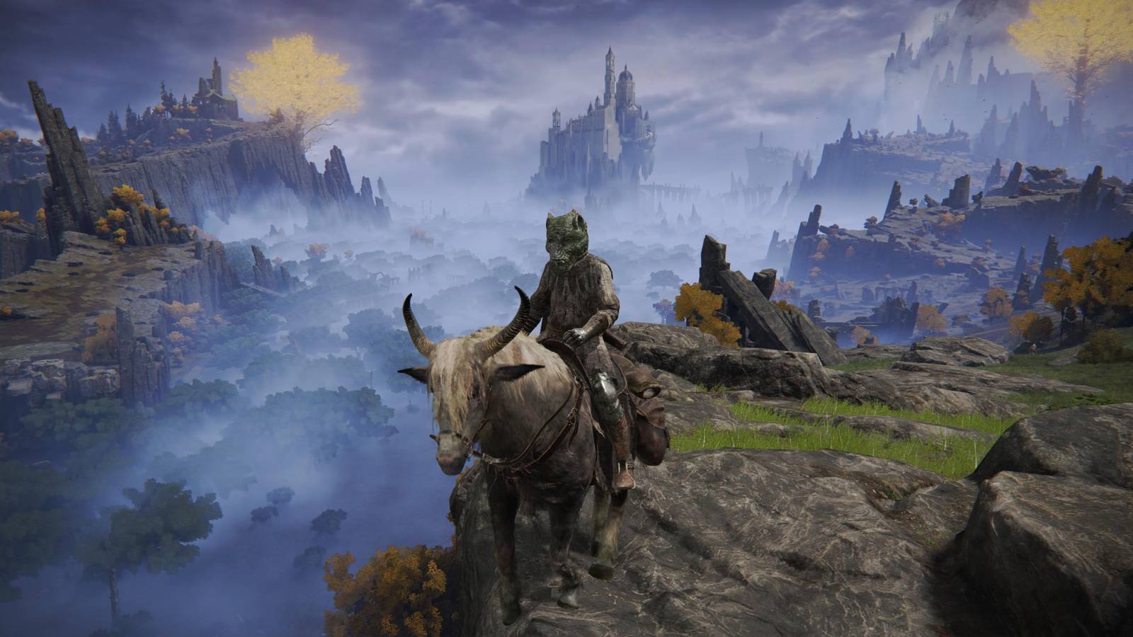 Elden Ring: riding Torrent overlooking Liurnia of the Lakes