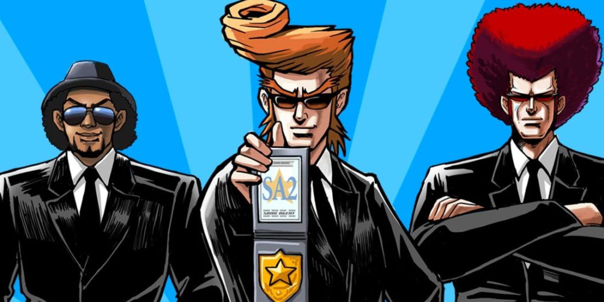The three Elite Beat Agents appearing in promo art for the DS game