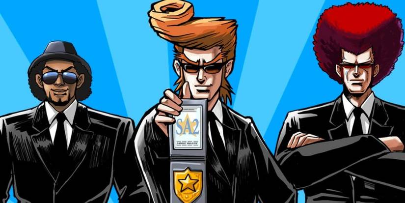 The three Elite Beat Agents appearing in promo art for the DS game