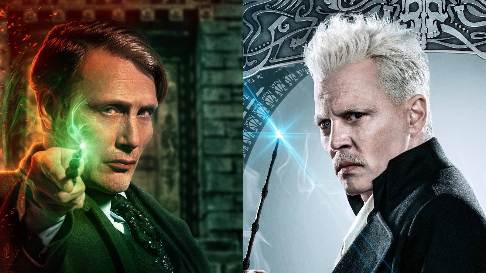 Fantastic Beasts Secrets of Dumbledore Mads Mikkelsen Johnny Depp Grindelwald 