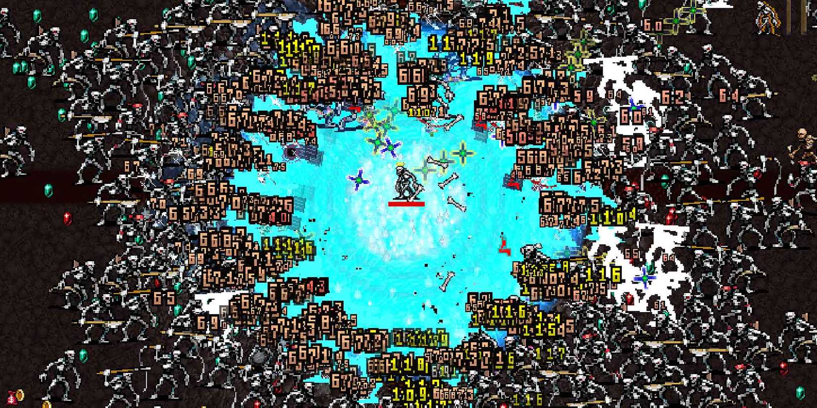 Mortaccio surviving the Bone Zone in Vampire Survivors