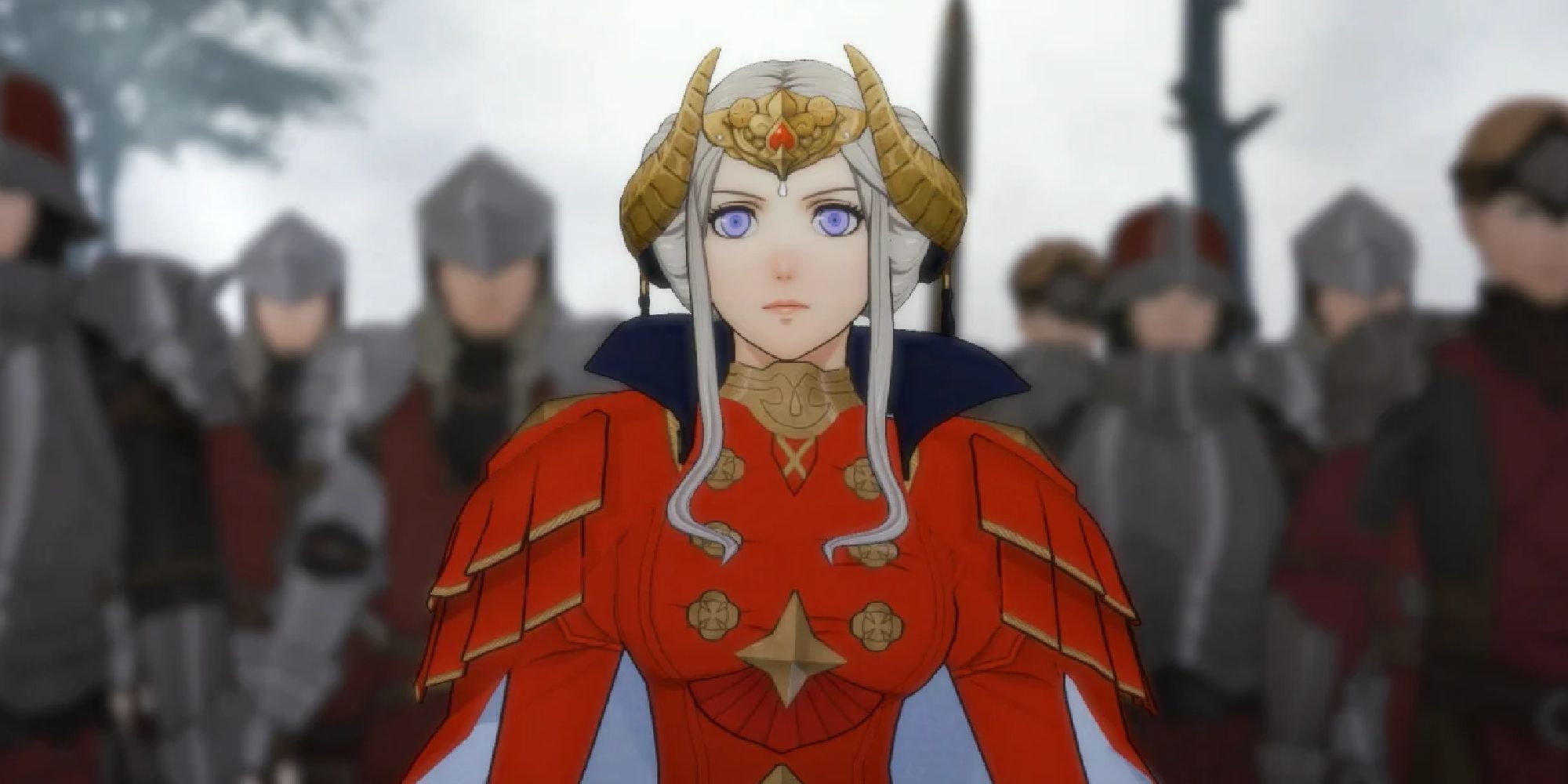 Edelgard after the time-skip with her army in Fire Emblem Three Houses