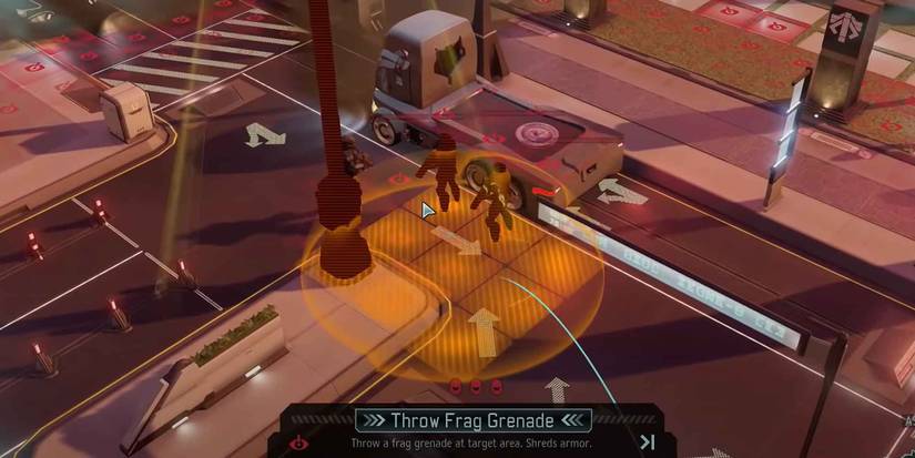 Throwing a Frag Grenade at some enemies in Xcom 2