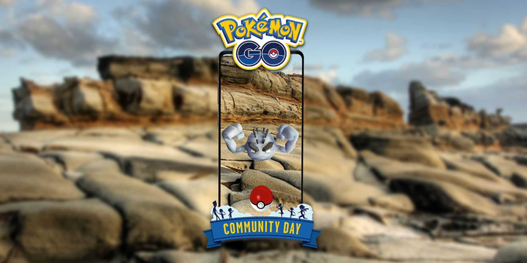 Official art for the May 2022 Pokemon GO Community Day starring Alolan Geodude