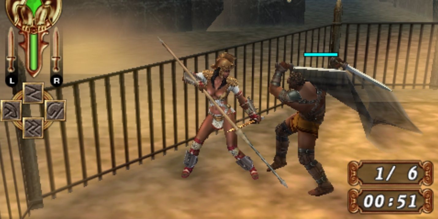 Gladiator Begins combat in the arena