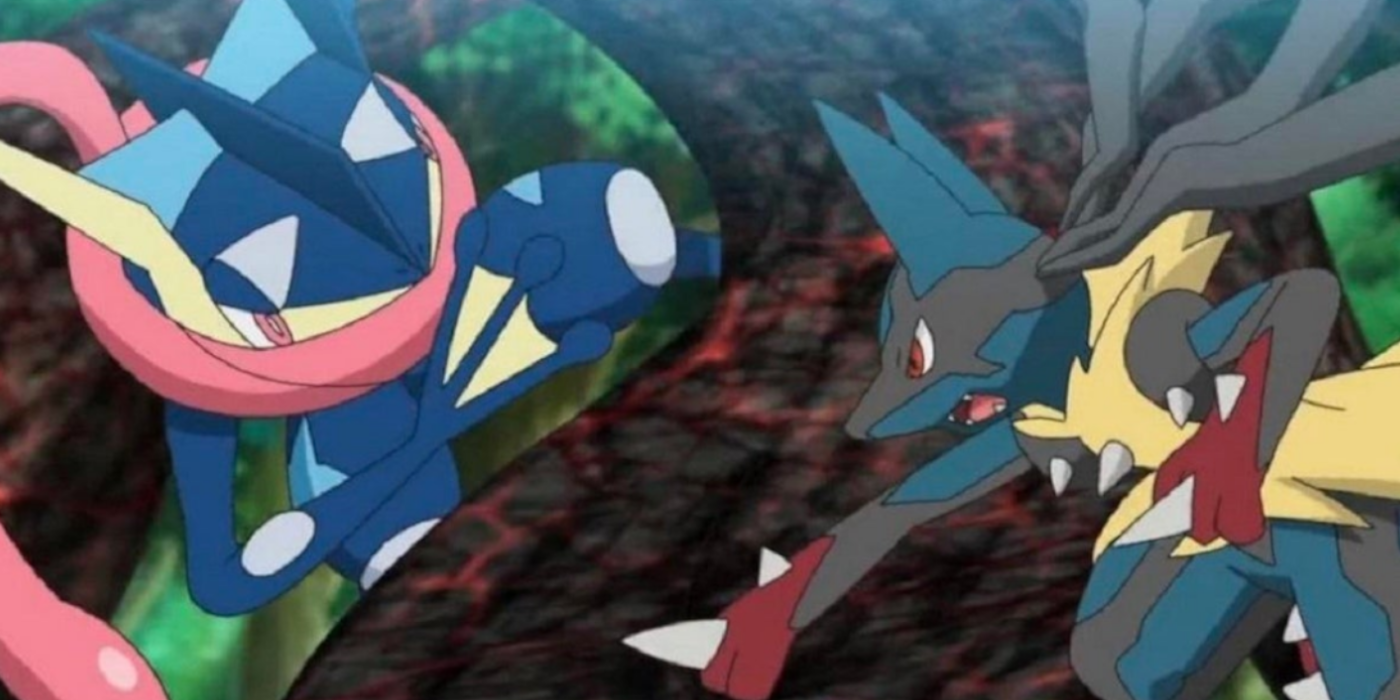 Greninja from Pokemon X and Y with Lucario from Pokemon Journeys