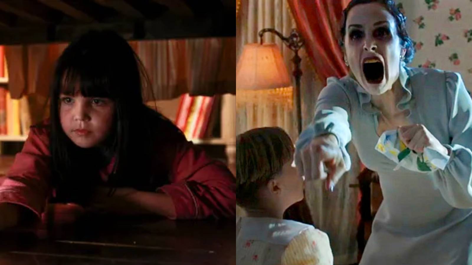 Split image of Sally in Don't Be Afraid Of The Dark and a spirit in Insidious: Chapter 2