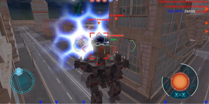 Heavy Weapons in War Robots - Ancile - Player uses energy shield against incoming attacks