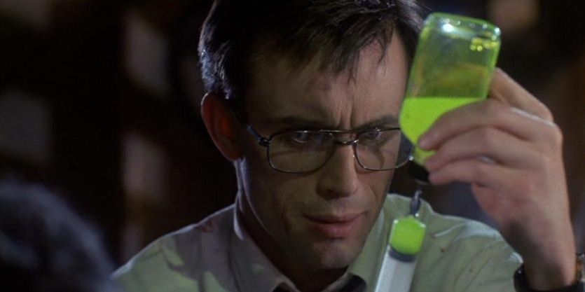 Re-Animator's Herbert West uses a green re-animation serum.