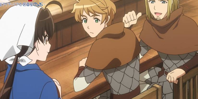 Isekai Izakaya Shinobu serving two soldiers