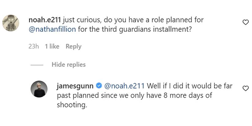 James Gunn confirms GOTG3 is almost done filming
