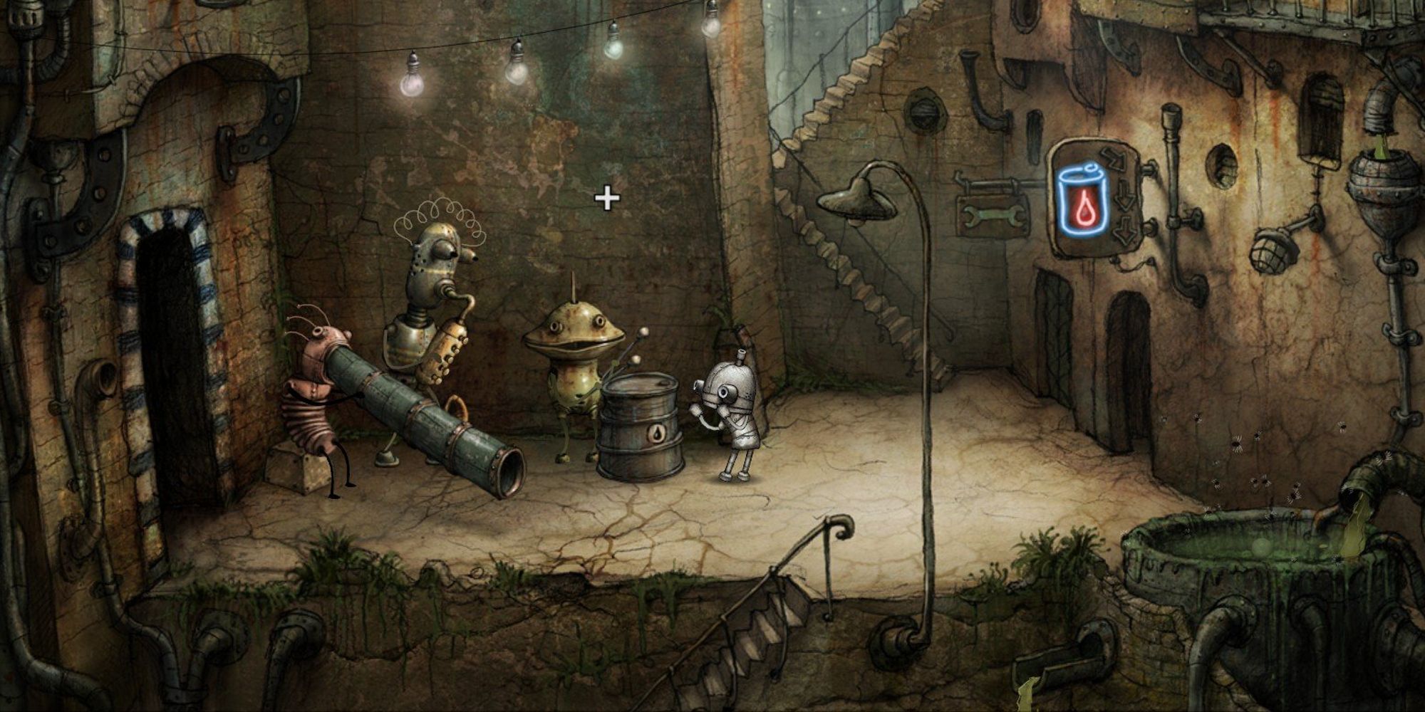 Josef with some street performers in Machinarium