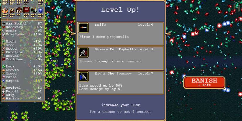 The Knife weapon in Vampire Survivors