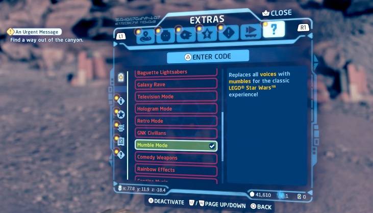LEGO star wars skywalker saga mumble mode options
