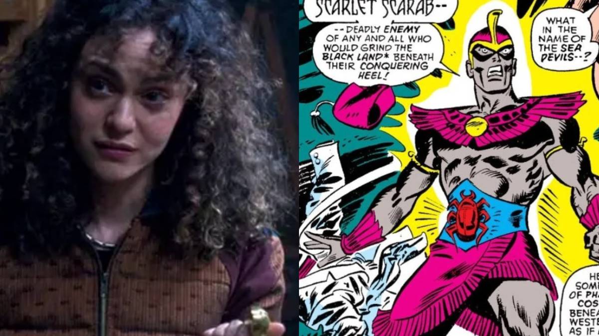 A split image features Layla in Moon Knight and Abdul Faoul in Marvel comics